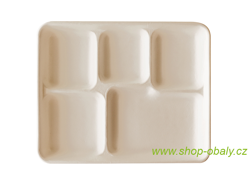 Tác BIO 5-dílný 260x210x25mm z cukrové třtiny natural